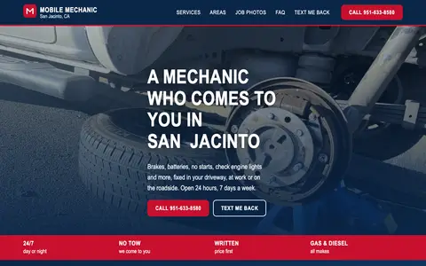 Home page of autorepairsj.com, a client site credited to Clickflame