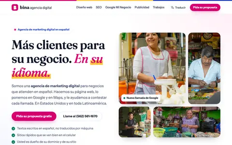 Home page of binagenciadigital.com, added by Clickflame
