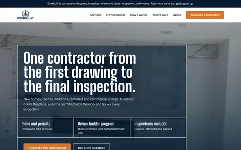 Home page of builtvegas.com, a client site credited to Clickflame