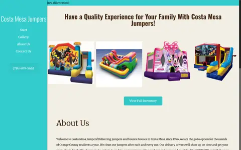 Home page of costamesajumpers.com, a client site credited to Clickflame