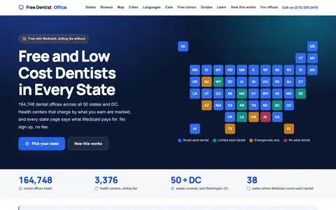 Home page of freedentaloffice.com, added by Clickflame