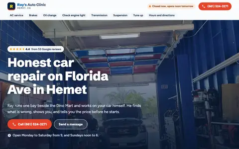 Home page of hemetautorepairs.com, added by Clickflame