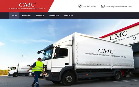 Home page of cmcsuministros.com, a client site credited to Creare