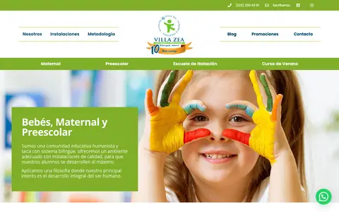 Home page of colegiovillazea.edu.mx, a client site credited to Creare