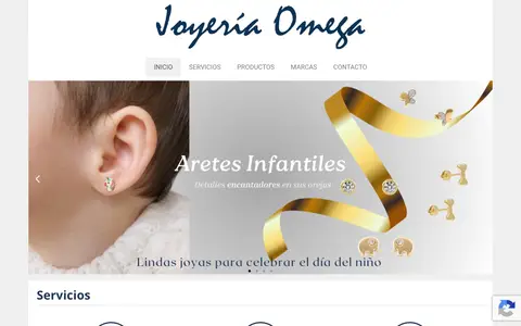 Home page of joyeriaomega.com, a client site credited to Creare
