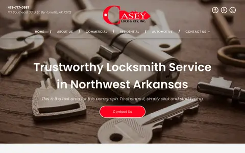 Home page of caseylockandkey.com, a client site credited to Flypaper