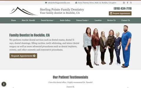 Home page of lincolnfamilydentist.com, a client site credited to Dental Web Services