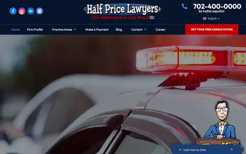 Home page of halfpricelawyers.com, a client site credited to Designer 1 Media