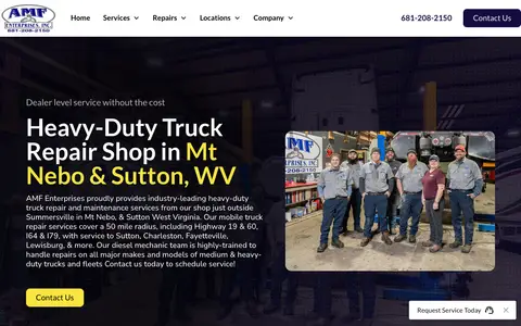 Home page of amfenterprisesinc.com, a client site credited to Dieselmatic