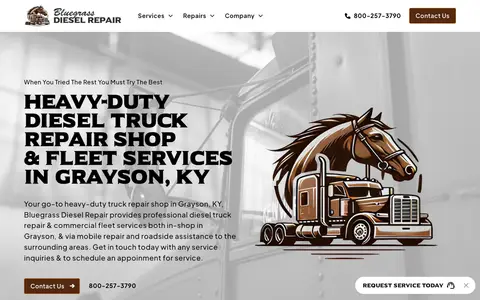 Home page of bluegrassdieselrepair.com, a client site credited to Dieselmatic