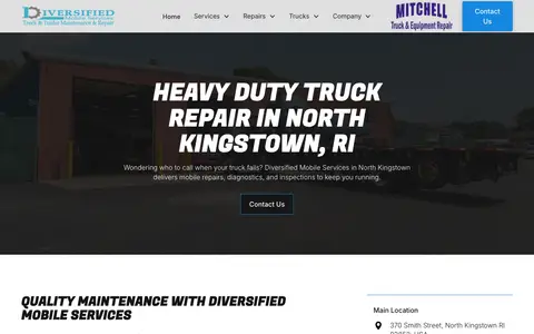 Home page of diversifiedmobileservices.com, a client site credited to Dieselmatic