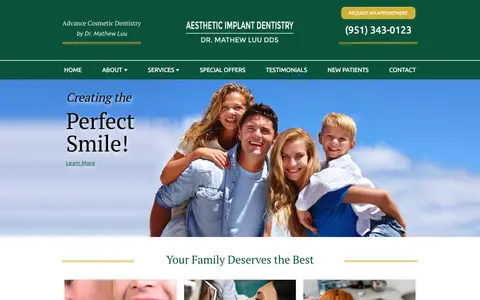 Home page of 1234smile.com, a client site credited to DocSites