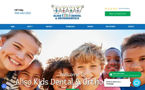 Home page of alisokidsdental.com, a client site credited to DocSites