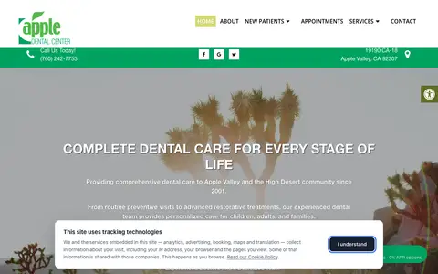 Home page of appledentalcenter.org, a client site credited to Doctor Multimedia