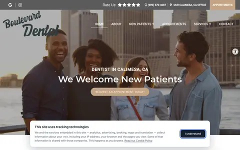 Home page of boulevarddentalcalimesa.com, a client site credited to Doctor Multimedia