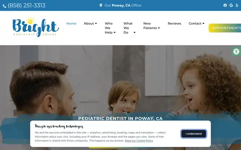 Home page of brightpediatricsmiles.com, a client site credited to Doctor Multimedia
