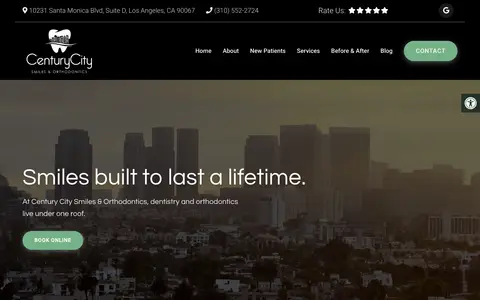 Home page of centurycitysmiles.com, a client site credited to Doctor Multimedia