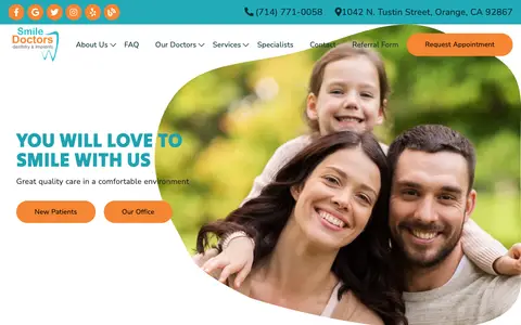 Home page of smiledoctorsorange.com, a client site credited to Doctors Internet