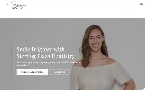 Home page of sterlingplazadentistry.com, a client site credited to Doctors Internet