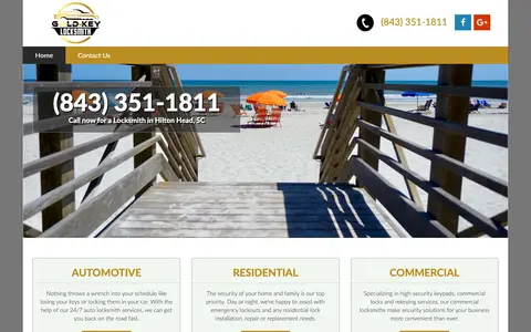 Home page of locksmithhiltonheadsc.com, a client site credited to Drastic Impact