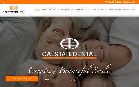 Home page of calstatedental.com, a client site credited to Dr. Marketing
