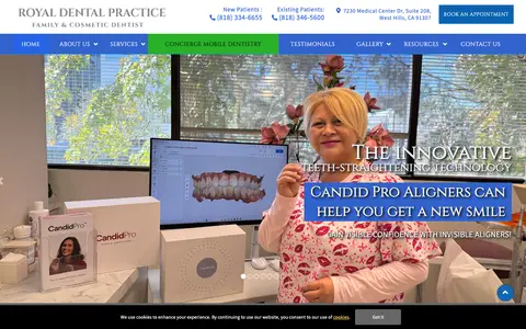 Home page of royaldentalwesthills.com, a client site credited to Ekwa Marketing