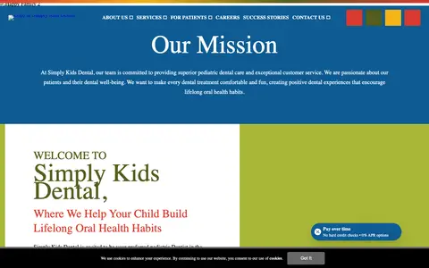 Home page of simplykidsdental.com, a client site credited to Ekwa Marketing