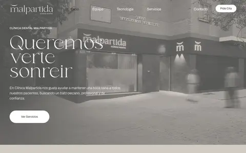 Home page of clinicamalpartida.es, a client site credited to Estudio Tipo