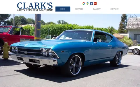 Home page of clarksauto.com, a client site credited to First Day Social