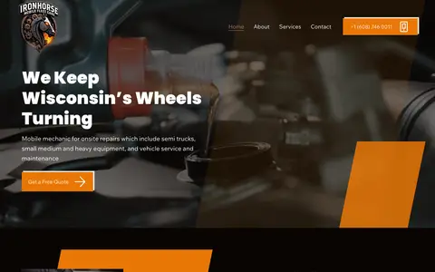 Home page of ironhorsemobilefleetcare.com, a client site credited to Zoek