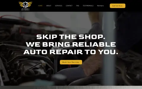 Home page of jqmobileautoservice.com, a client site credited to Zoek
