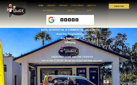 Home page of mrgoodlock.com, a client site credited to Zoek