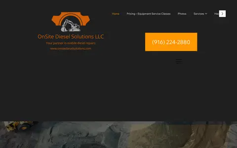 Home page of onsitedieselsolutions.com, a client site credited to Zoek