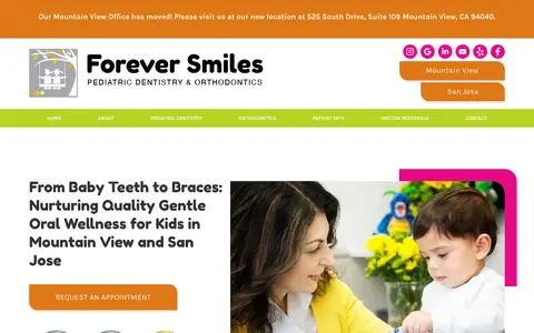 Home page of 4eversmilespediatric.com, a client site credited to Great Dental Websites
