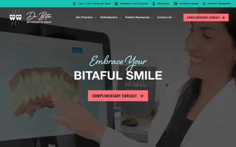 Home page of drbitaorthodontics.com, a client site credited to HIP Creative
