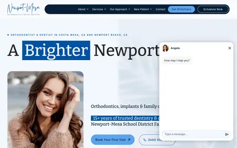 Home page of newportmesaorthodontics.com, a client site credited to HIP Creative