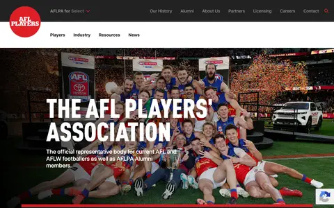 Home page of aflplayers.com.au, a client site credited to IGNITE