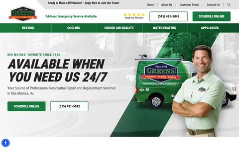 Home page of greensahc.com, a client site credited to Imagemakers
