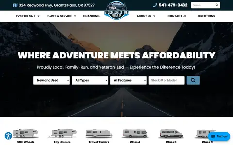 Home page of affordabletruckandrv.com, a client site credited to InteractRV