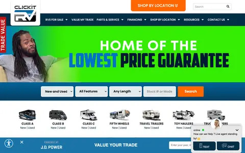 Home page of clickitrv.com, a client site credited to InteractRV