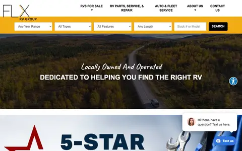 Home page of flxrvgroup.com, a client site credited to InteractRV