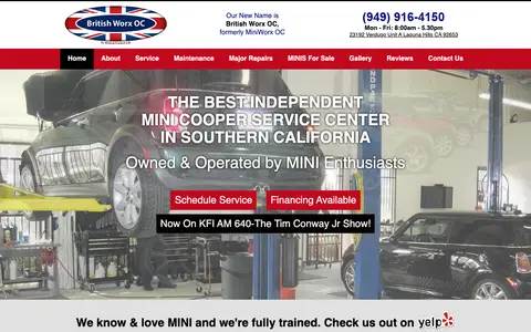 Home page of britishworxoc-miniservice.com, a client site credited to iSearch By City