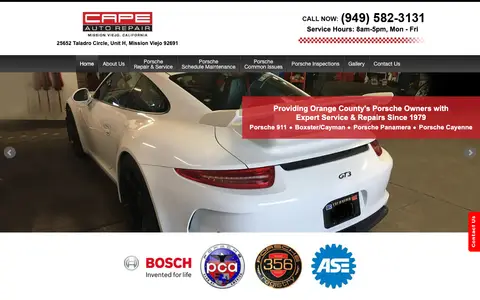 Home page of capeautorepair.com, a client site credited to iSearch By City