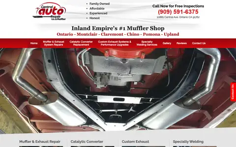 Home page of centralautorepairandmuffler.com, a client site credited to iSearch By City