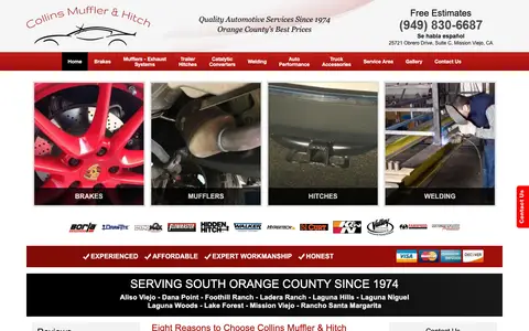 Home page of collinsmufflers.com, a client site credited to iSearch By City