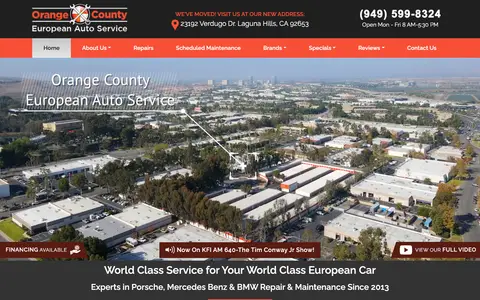Home page of oc-imports.com, a client site credited to iSearch By City
