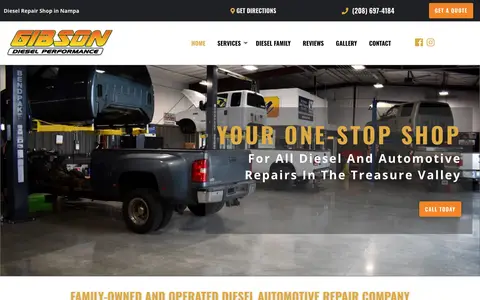 Home page of gibsondieselrepair.com, a client site credited to Key Design Websites