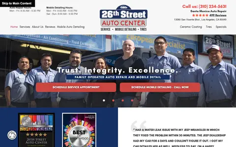 Home page of 26thstreetauto.com, a client site credited to KUKUI