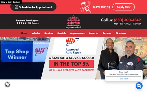 Home page of 5starautoservice.com, a client site credited to KUKUI