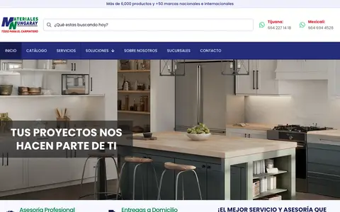 Home page of materialesnungaray.com.mx, a client site credited to Laboratorio Digital